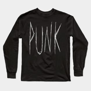 Dark and Gritty Punk Text Design (white) Long Sleeve T-Shirt